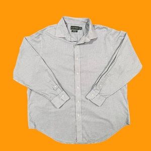 Lauren Ralph Lauren Dress Shirt Classic Fit Non Iron Blue/Black Grid Men 17 1/2